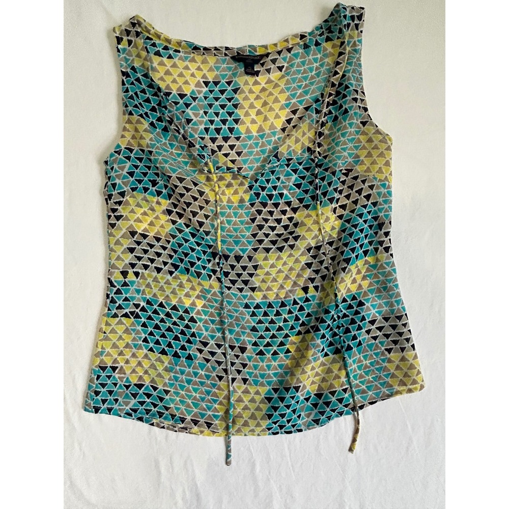 Banana Republic Womens Petite PS Teal Yellow Geometric Triangle Tank Top